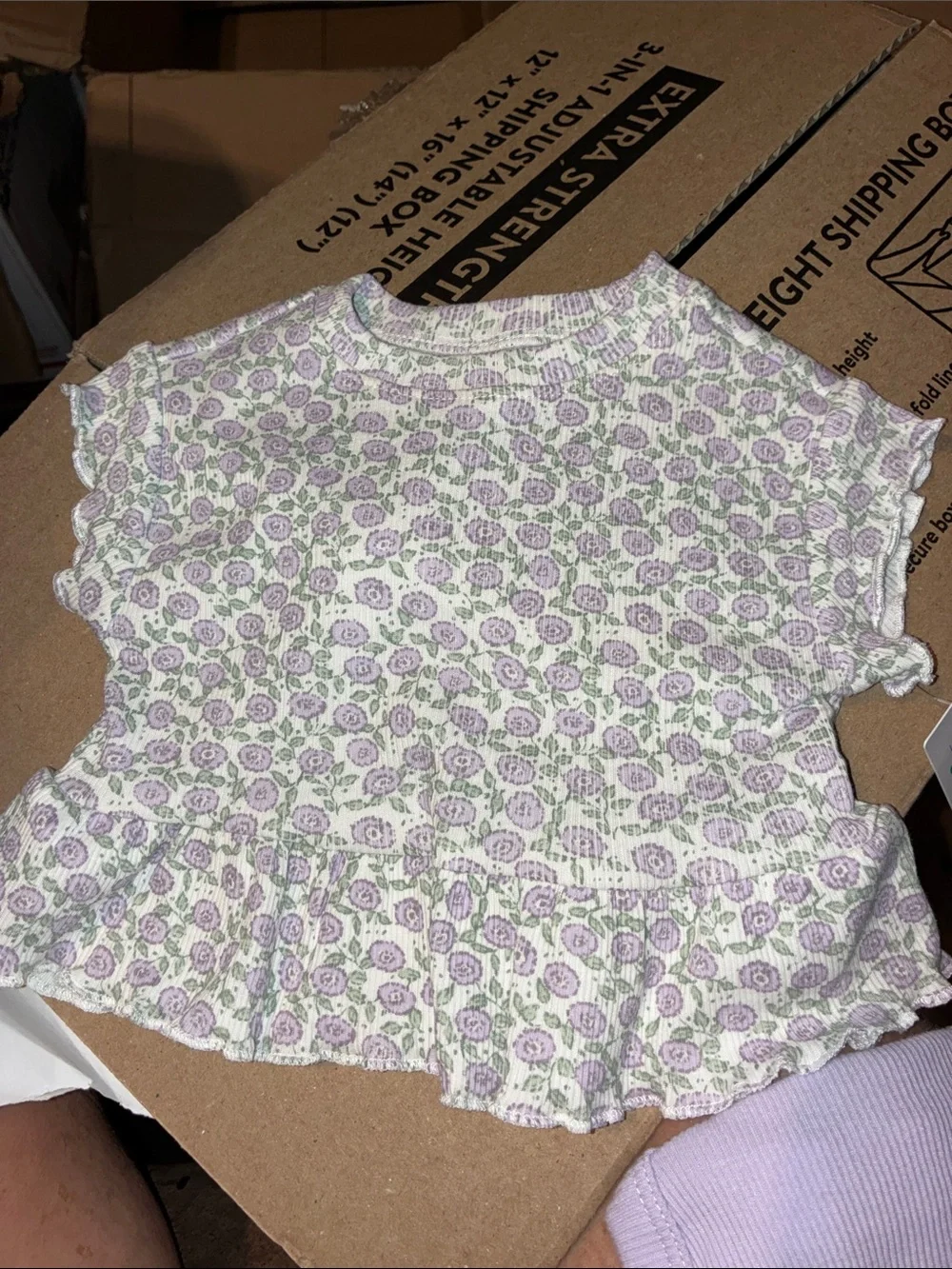 Carter's Lavender Ribbed Onesie with Purple Floral Shirt and short Set